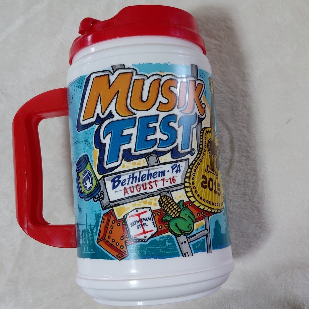 Whirley Musikfest 2015 Bethlehem PA Insulated Travel Mug Red Lid & Handle